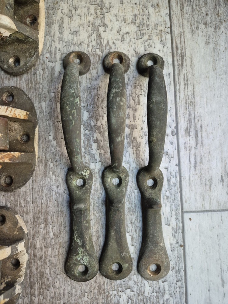 Antique Ice Box Brass Hinges Latches Pulls Hardware 14 PC Lot READ DESCRIPTION
