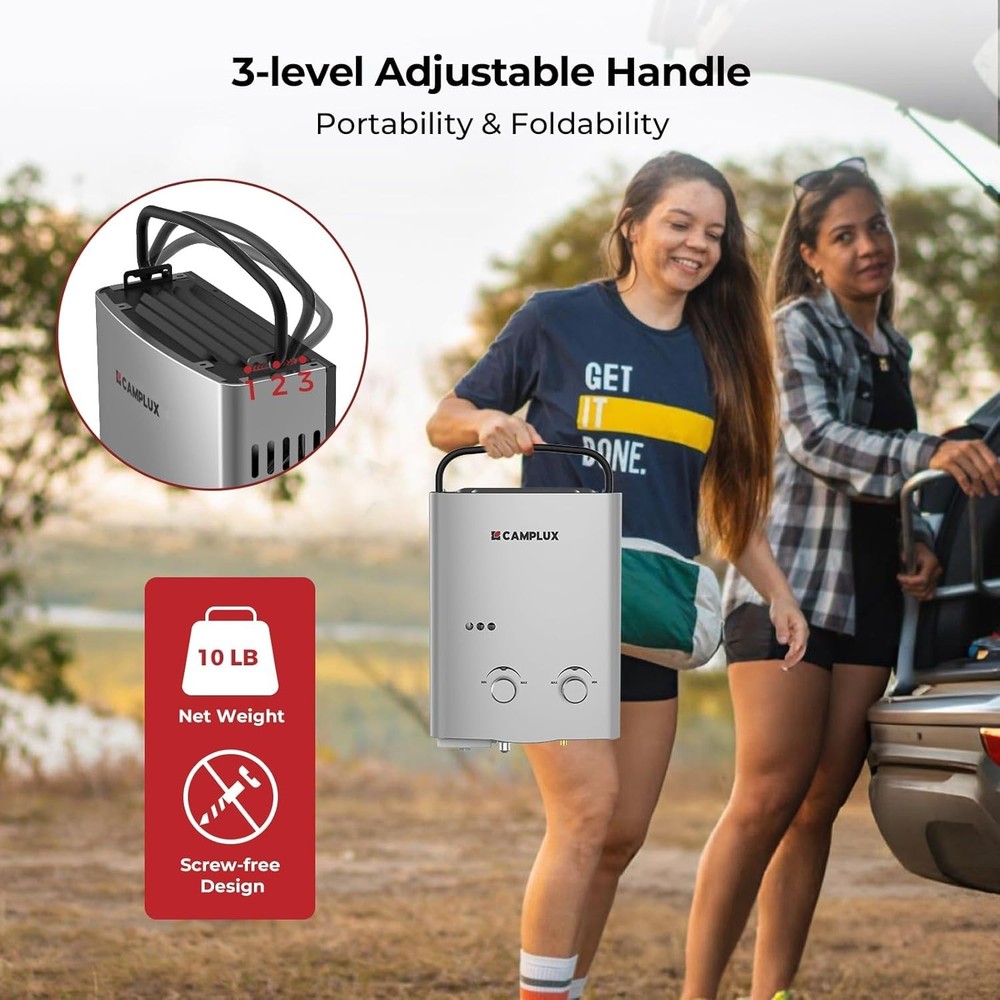 Camplux 5L 1.32 GPM Outdoor Portable Tankless Water Heater Camping AY132G Gray