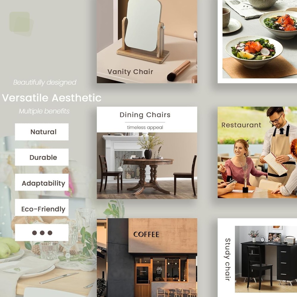 核桃木餐椅4件套无臂农舍梯背
