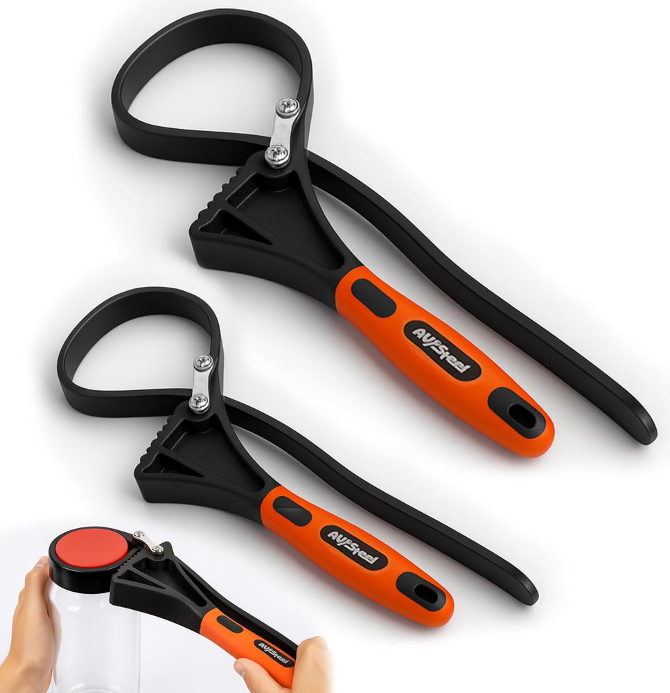 Rubber Strap Wrench 2 Pcs Adjustable Oil Filter Strap Wrench with Reinforced Max