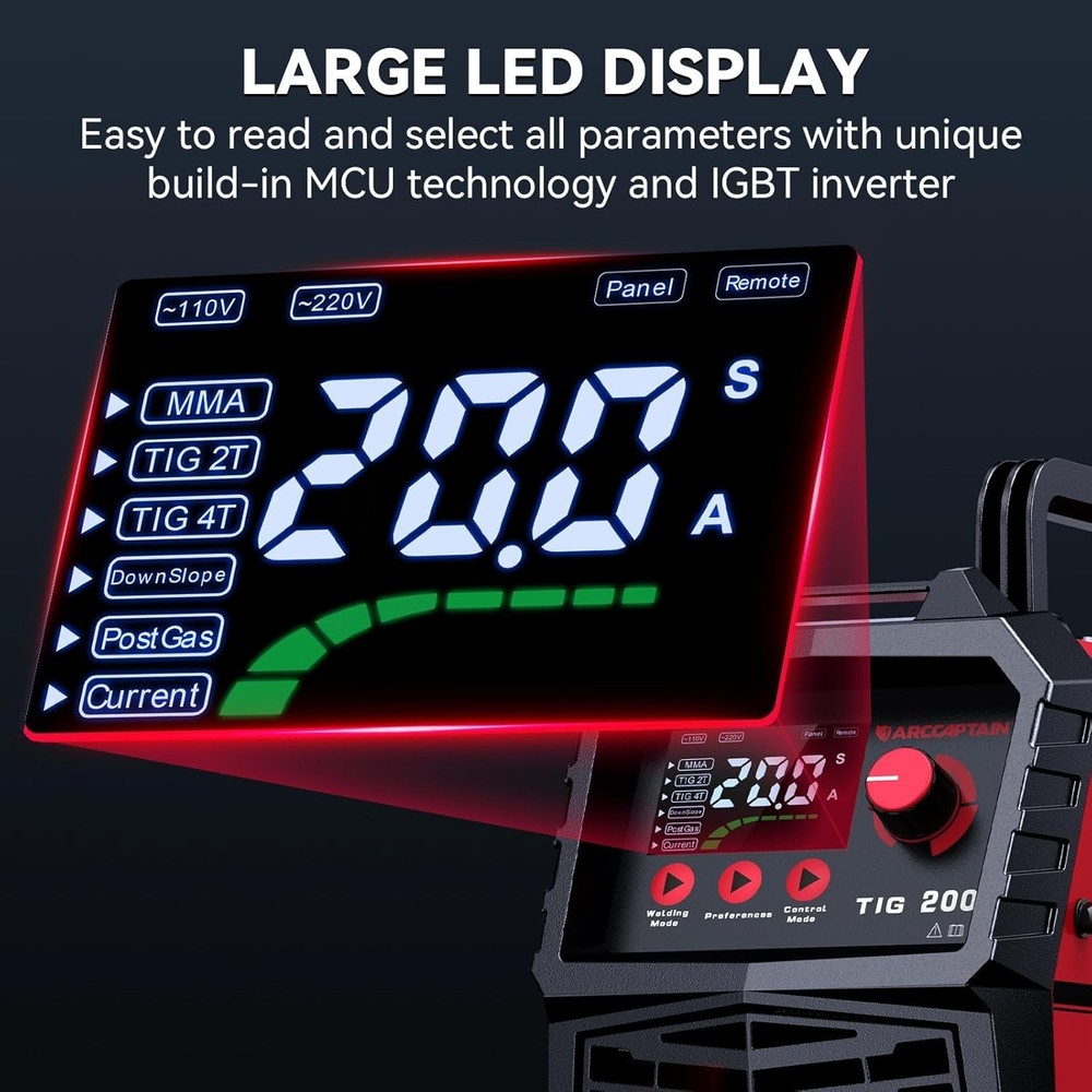 High-Frequency 200A TIG Welder with 2T/4T Function & Enhanced Safety Features