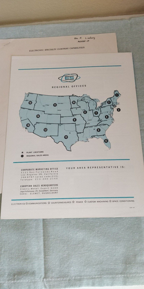 1950s ~ Electronic Speciality Co. ~ Guide to Divisions