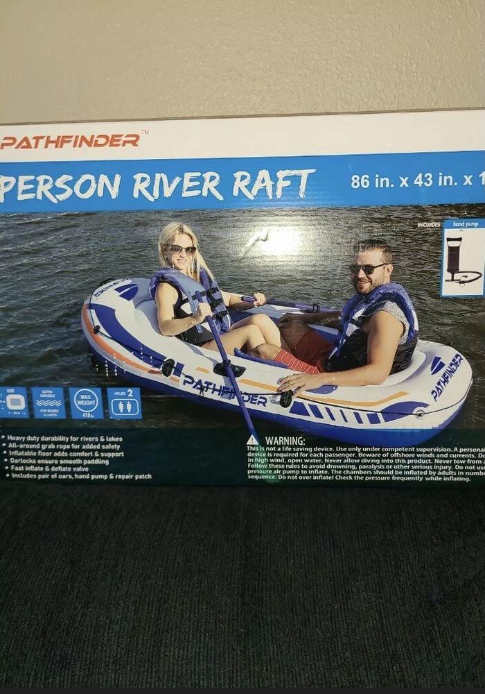 Pathfinder 2 Person River Raft, Hand Pump & Oars
