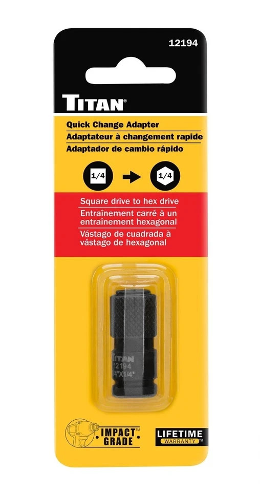 Titan 12194 1/4" Square to Hex Quick Change Adapter