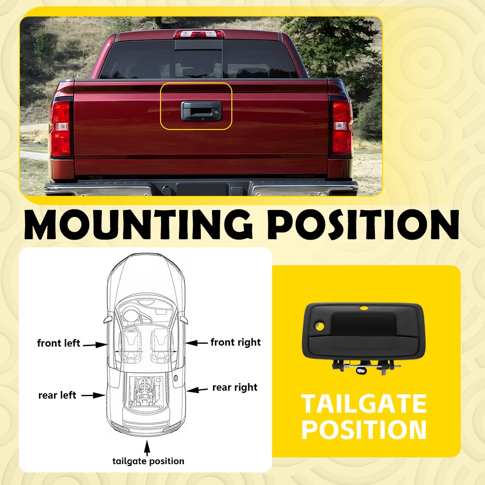 Tailgate Handle w/ Camera Hole for Black 2014-2015 Silverado Sierra 1500 2500 EA