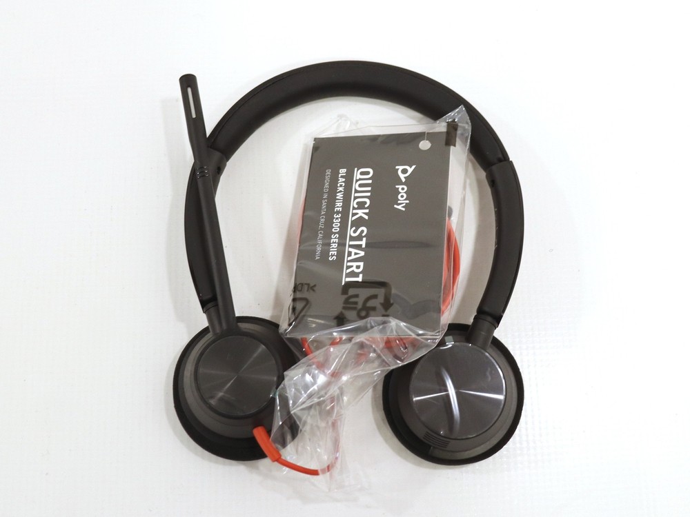 Poly Blackwire 3320 Wired USB Headset (Black/Red)