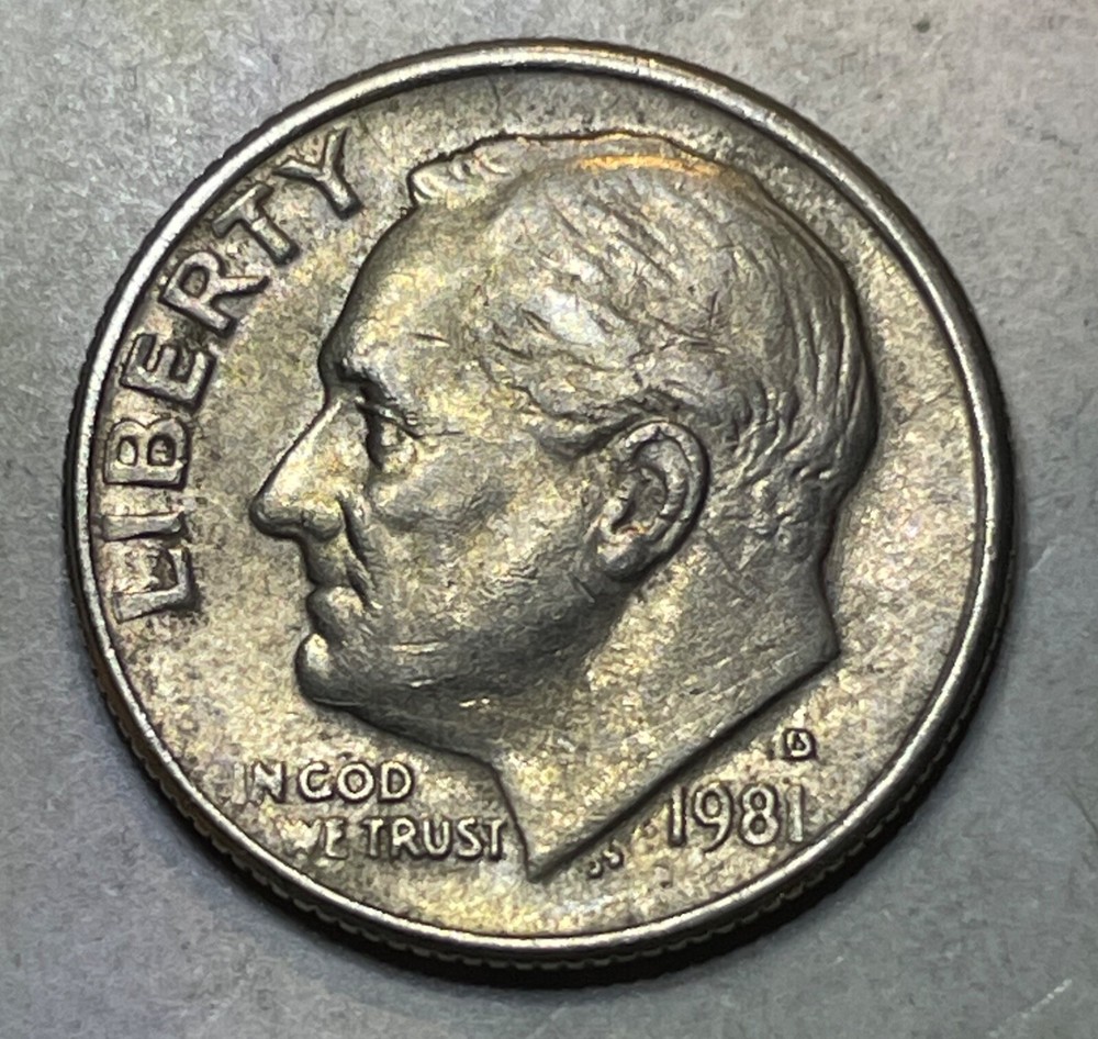 1981 D Roosevelt Dime with Reverse Machine Doubling (#77376)
