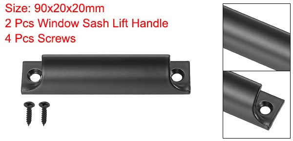 2 x Window Sash Lift Handle 3" Hole Center Drawer Push Pull Handle Black