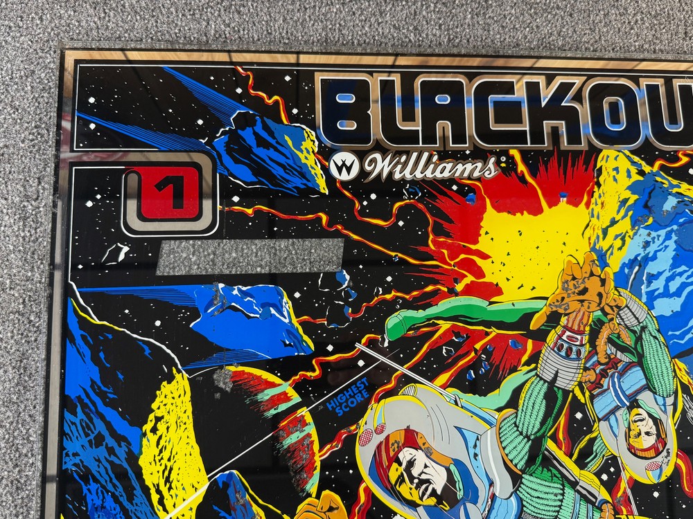 Williams Blackout Pinball Machine Game Backglass ORIGINAL