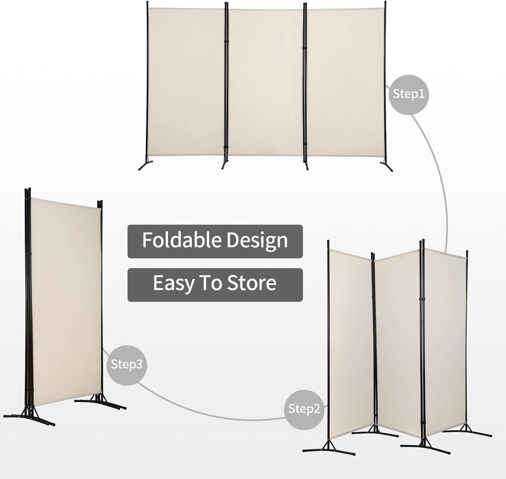 3 Panel Room Divider Folding Privacy Screen 5.9FT Partition Room Separators W/