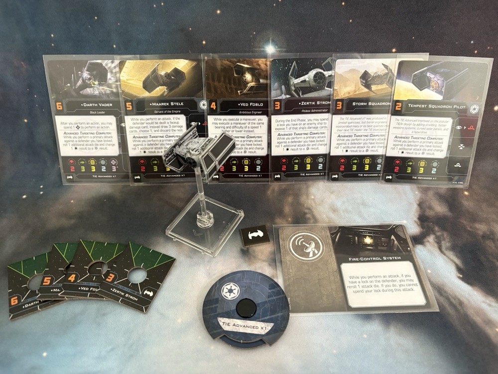 X-Wing Miniatures Tie Advanced 1.0 model upgraded 2.0 (E429)