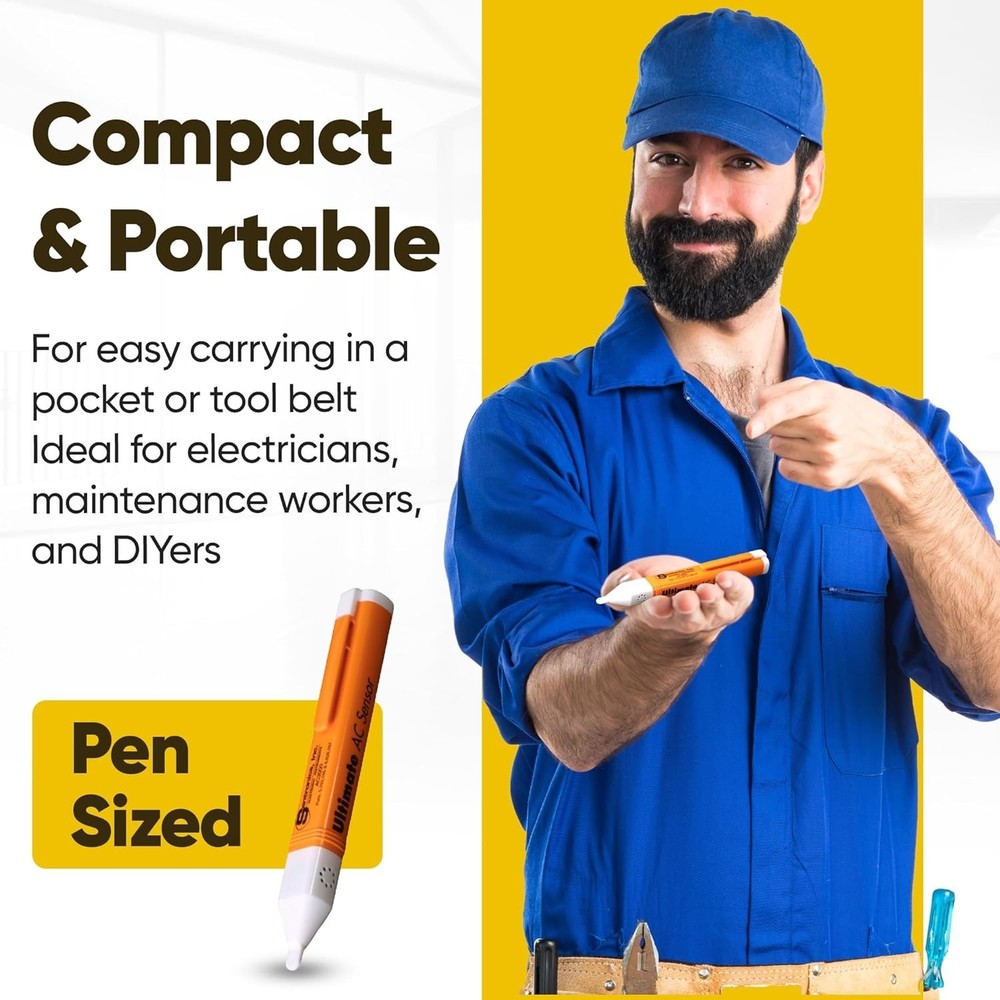 High-Intensity AC Voltage Tester with Audio/Visual Alerts - Compact & Reliable