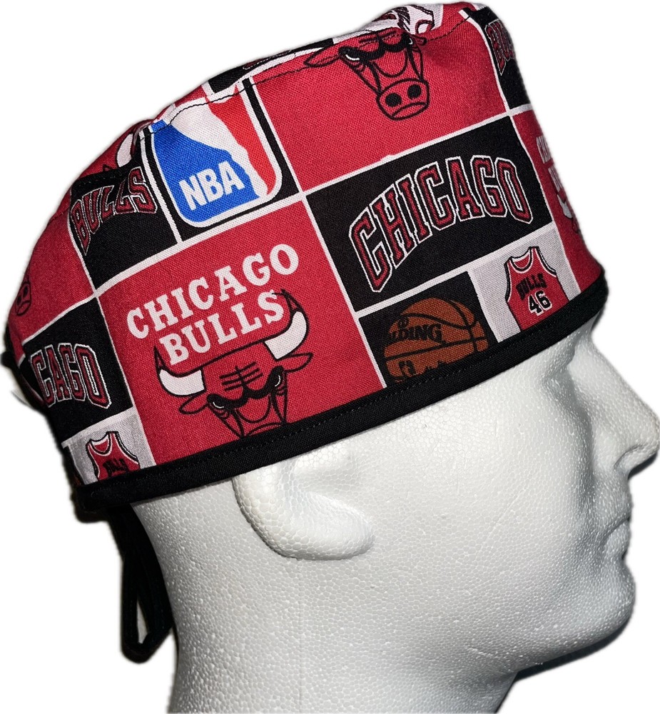 NBA Chicago Bulls Square Scrub Hat Chemo Cap