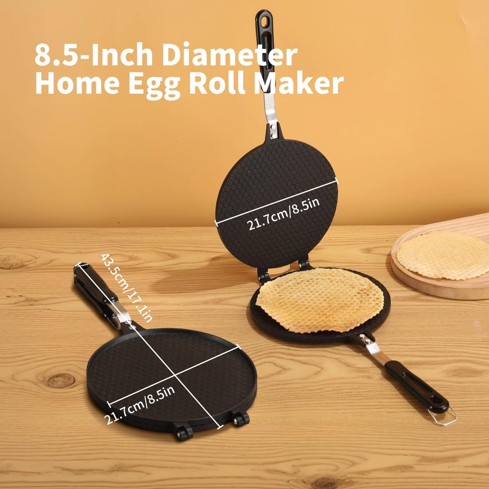 Electric Waffle Cone Maker NonStick Egg Roll Pan 8.5 In Crispy Mold