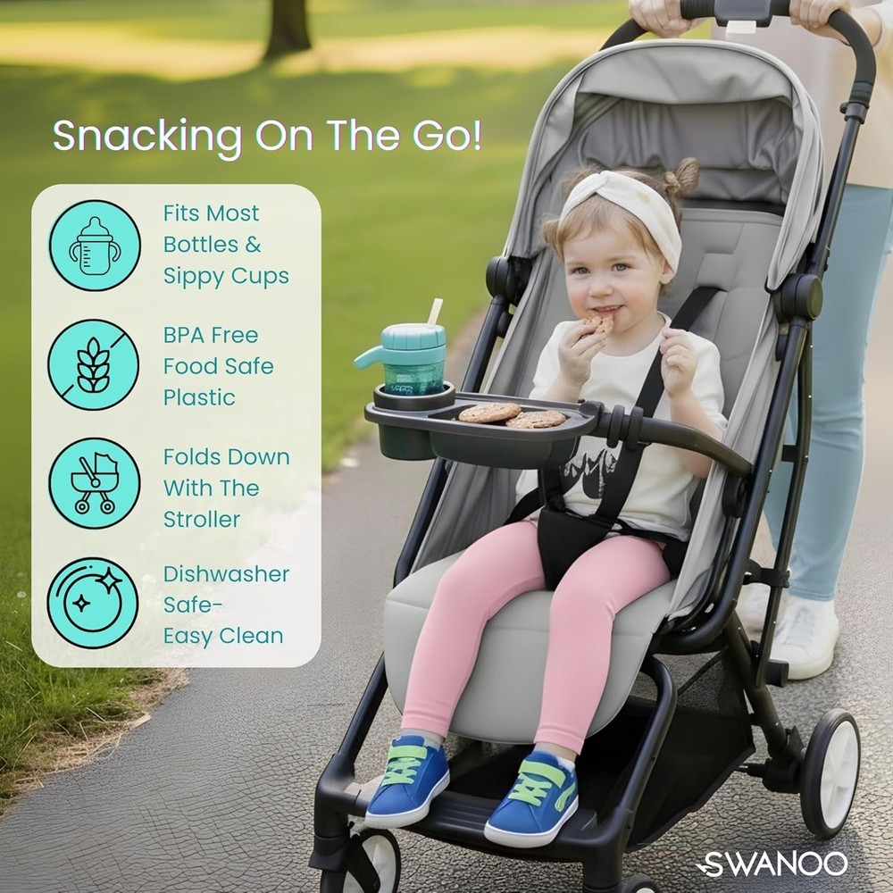 Compact Stroller Snack Tray | Cup Holder | Easy Installation