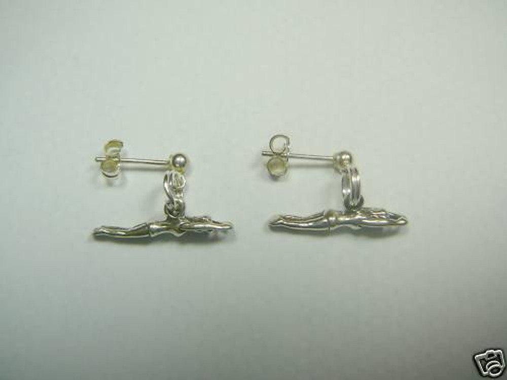 Sterling Silver Swimming Earrings, Studs