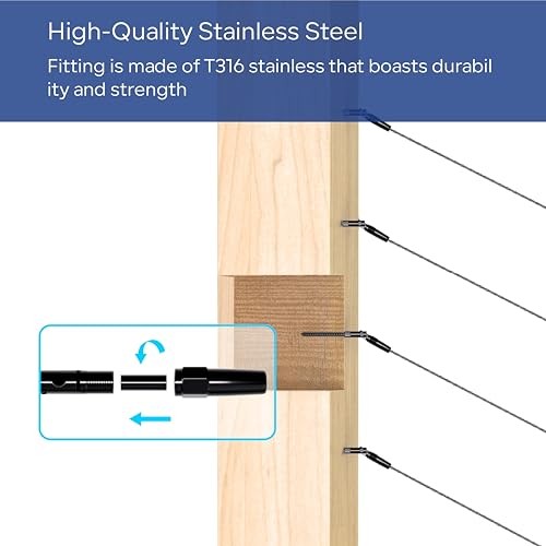 Pairs Cable Railing Kit,Invisible Crimp Fitting Cable Railing 10 Black