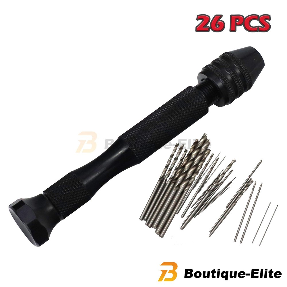 26PCS/Set Hobby Precision Pin Vise Mini Micro Hand Twist Drill Bits Rotary Tool