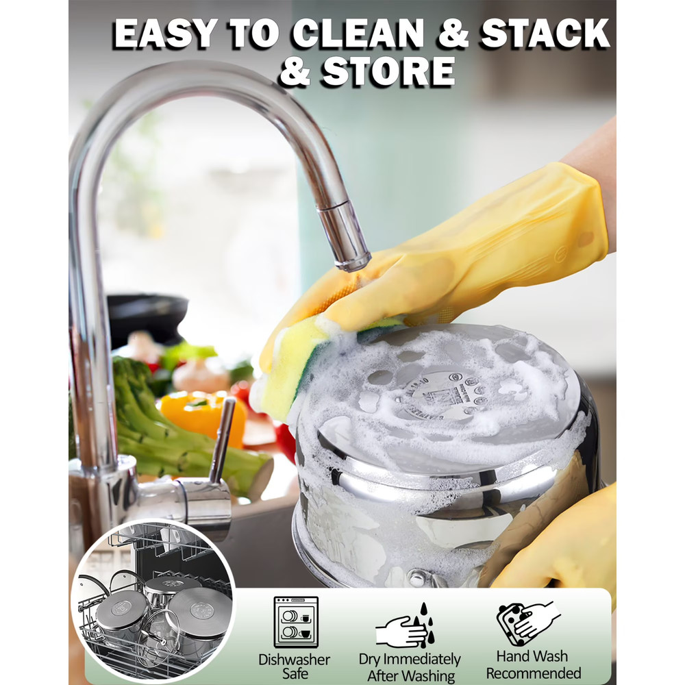 Home Kitchen Cookware Sets, 12-Piece Basic Stainless Steel Pots and Pans