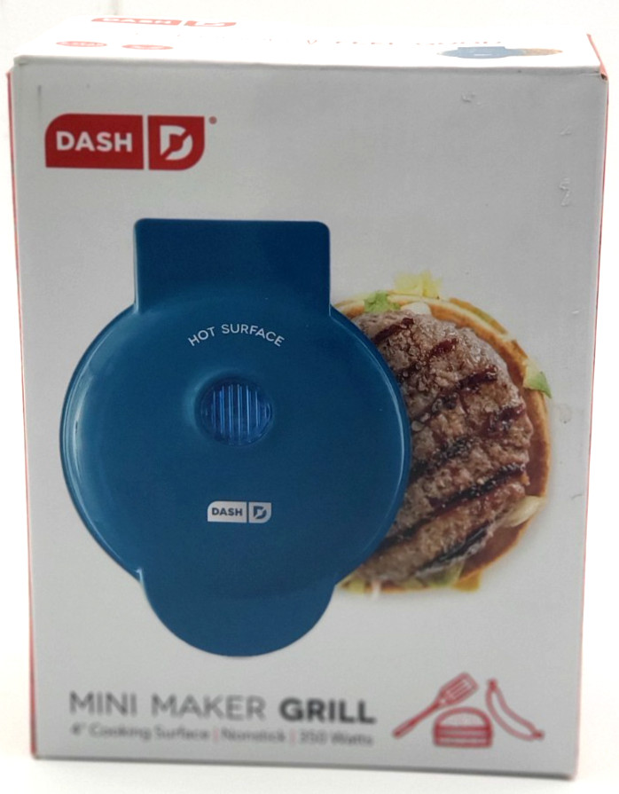 Dash Mini Maker Grill Teal 4” Surface Cooking Appliance Non Stick NEW in Box