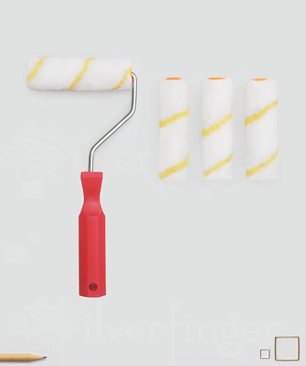 PAINT ROLLER FRAME +4 ROLLER COVERS Genuine Microfiber Poly Nap Painting Kit Set