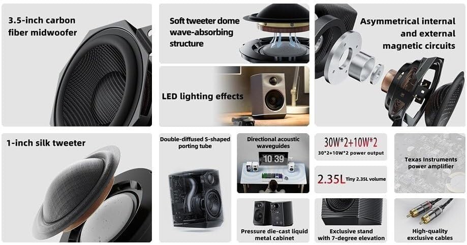 FiiO SP3 BT HiFi Bluetooth Active Desktop Speakers,80W Stereo (Bluetooth, Black)