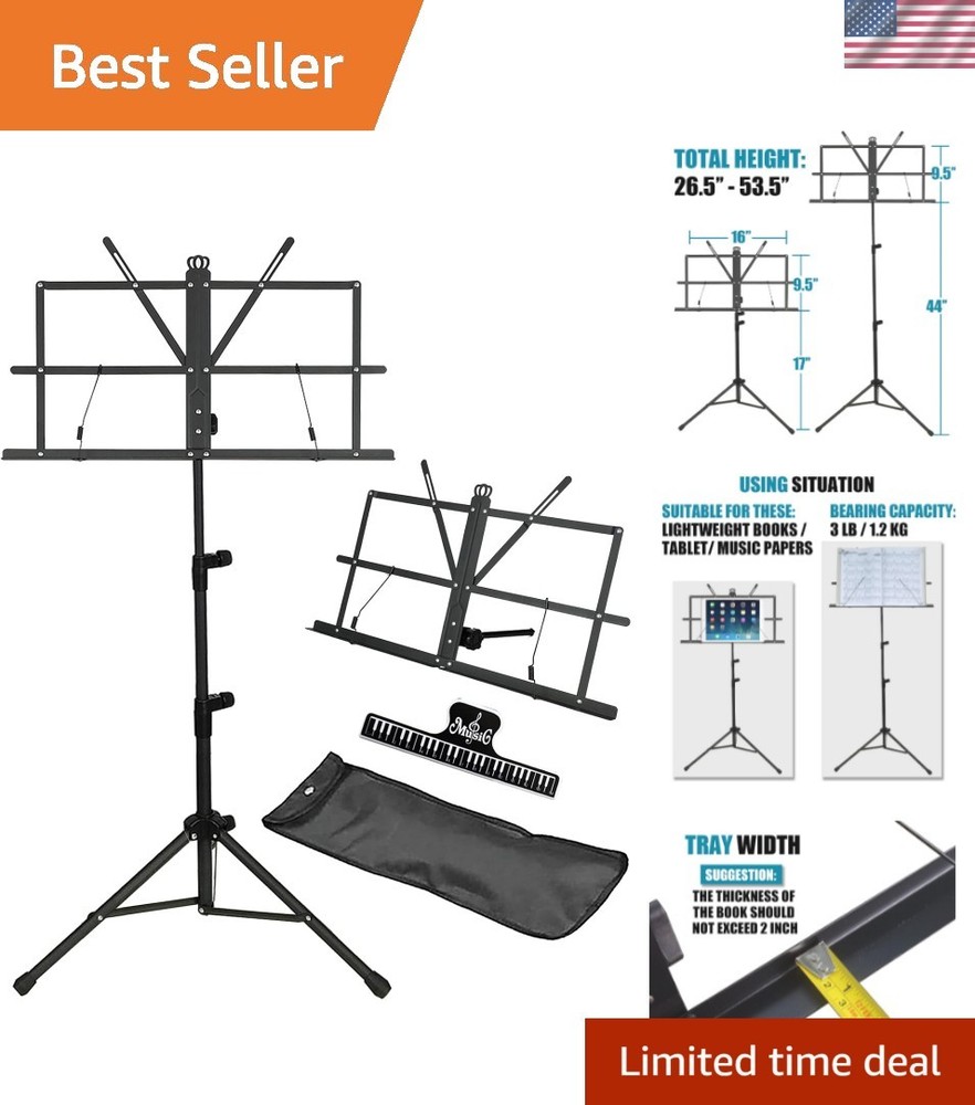 Folding Music Stand with Carrying Bag - High Stability & Lightweight Design