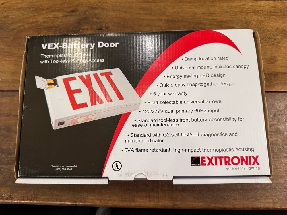 Exitronix GVEX-U-BP-WB-WH-G2 Emergency Lighting Thermoplastic LED Exit Sign Grn