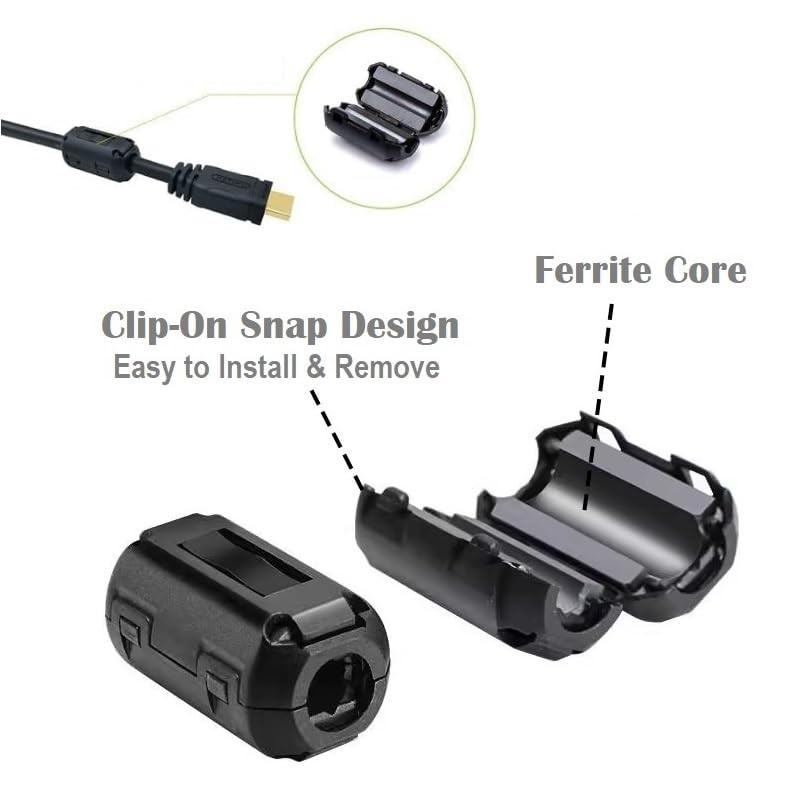20PCS Clip-on Noise Filter,Anti-Interference High-Frequency Ferrite Core Chok...