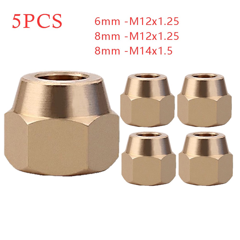 5Pcs Brass Flare Nut Fit For Tube O/D 6/8 mm Female Thread M12x1.25 Fitting NEW