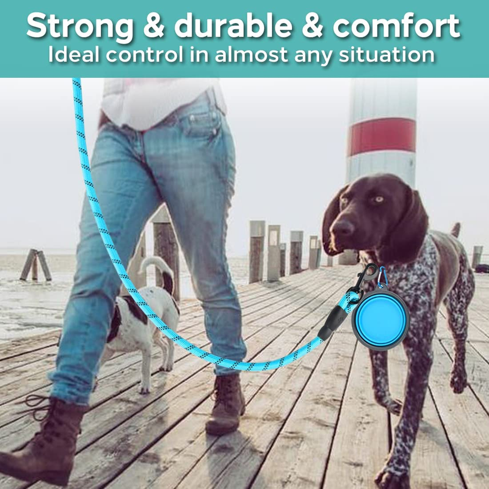 2 Pack Dog Leash 2/5/6 FT Heavy Duty - Comfortable Padded Handle - Reflective