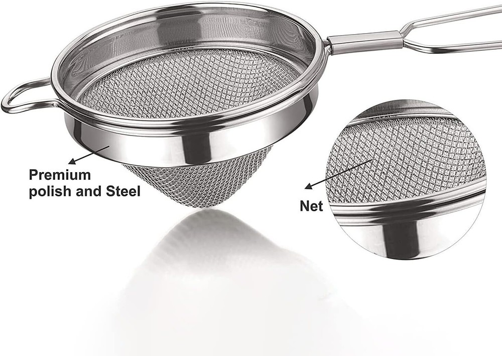 Stainless Steel Tea Strainer Fine Mesh Coffee Filter Easy Clean Ergonomic Handle