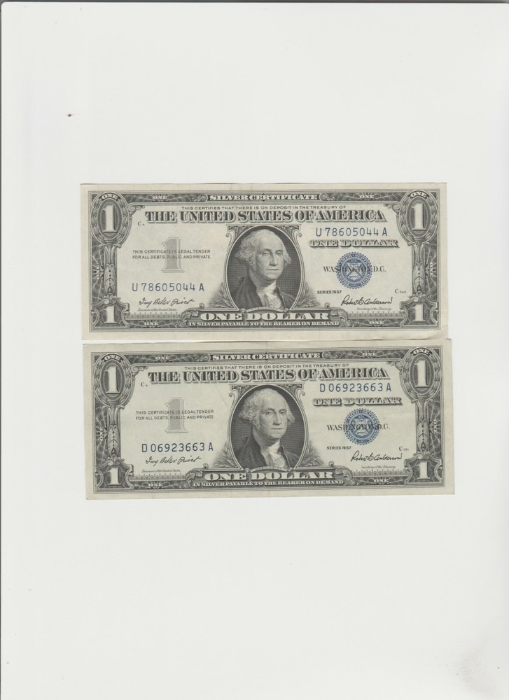 2 Lightly Circulated 1957  Silver Certificate