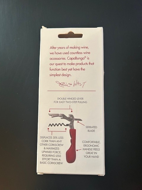 Capabunga Corkscrew Wine Opener Bottle red ergonomic handle double-hinged NIB