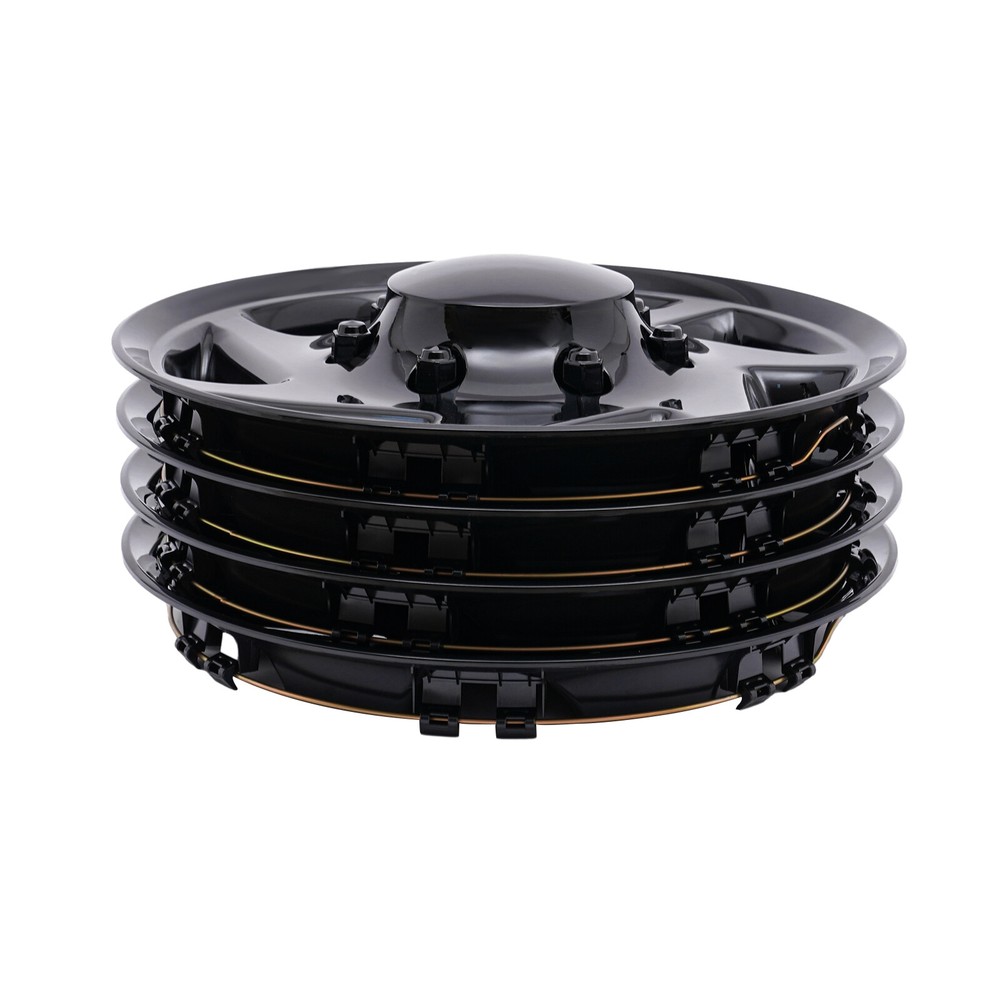 For Ford E250 E350 E450 Econoline 1999-2018 Black Hub Caps Rim Simulators 4pcs