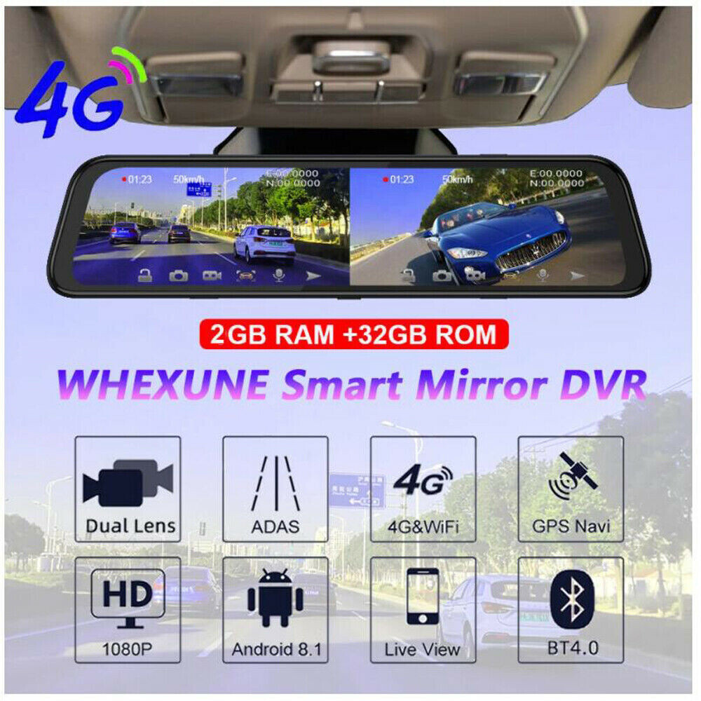 12" 4G Special bracket Car Camera rearview Android Mirror ADAS Remote Dash Cam