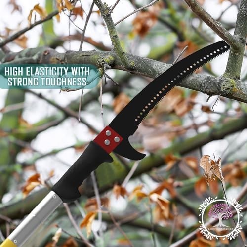 Extendable Pole Saw for Tree Trimming, 7.3-27 ft Long Handle Pruner, Sharp Steel