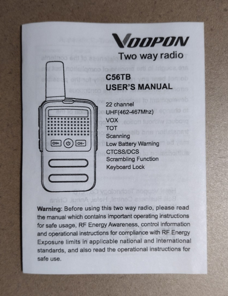 Voopon 2 way radio set