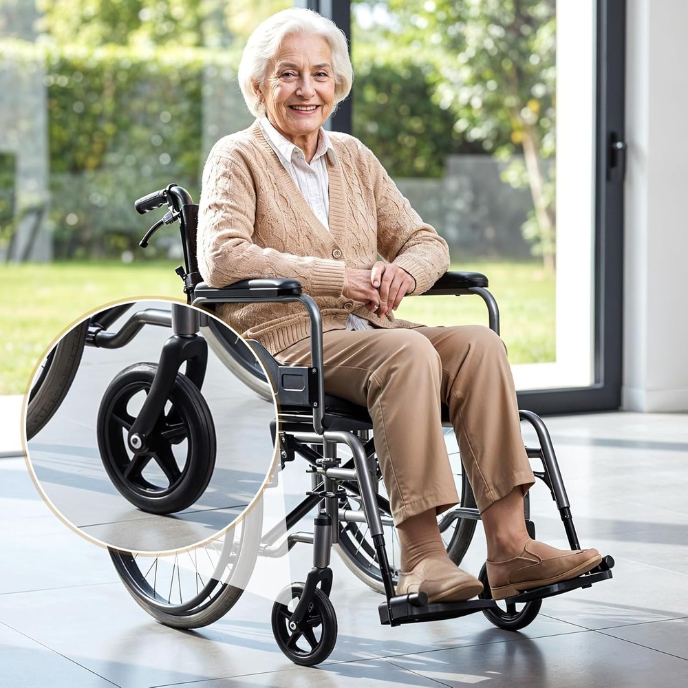 4 Pack 6" Solid Wheelchair Walker Rollator Front Wheels w/ Axles