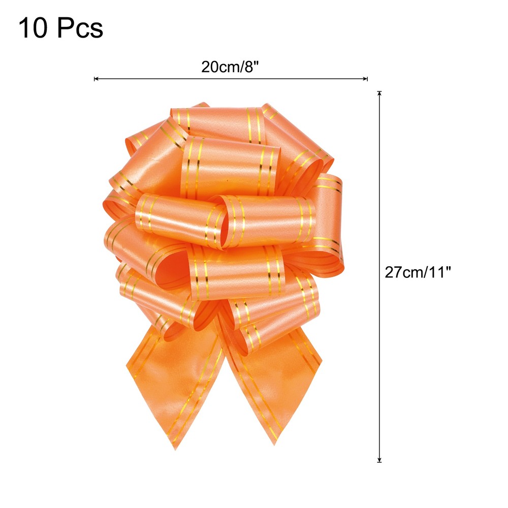 10pcs 8" Large Pull Bow Metallic Orange Gift Wrapping Bows with Gold Edge