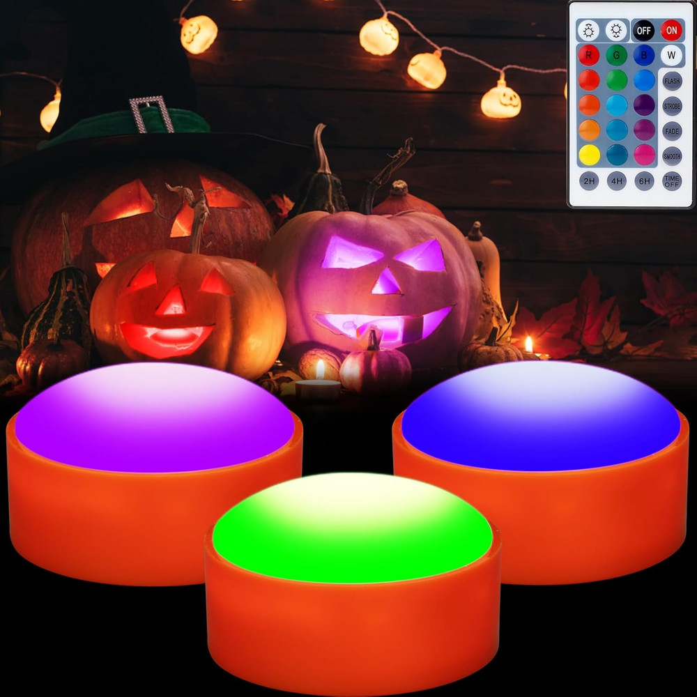 Halloween Jack-O-Lantern Lights Dimmable Timer Color Changing Pumpkin Lights Rem