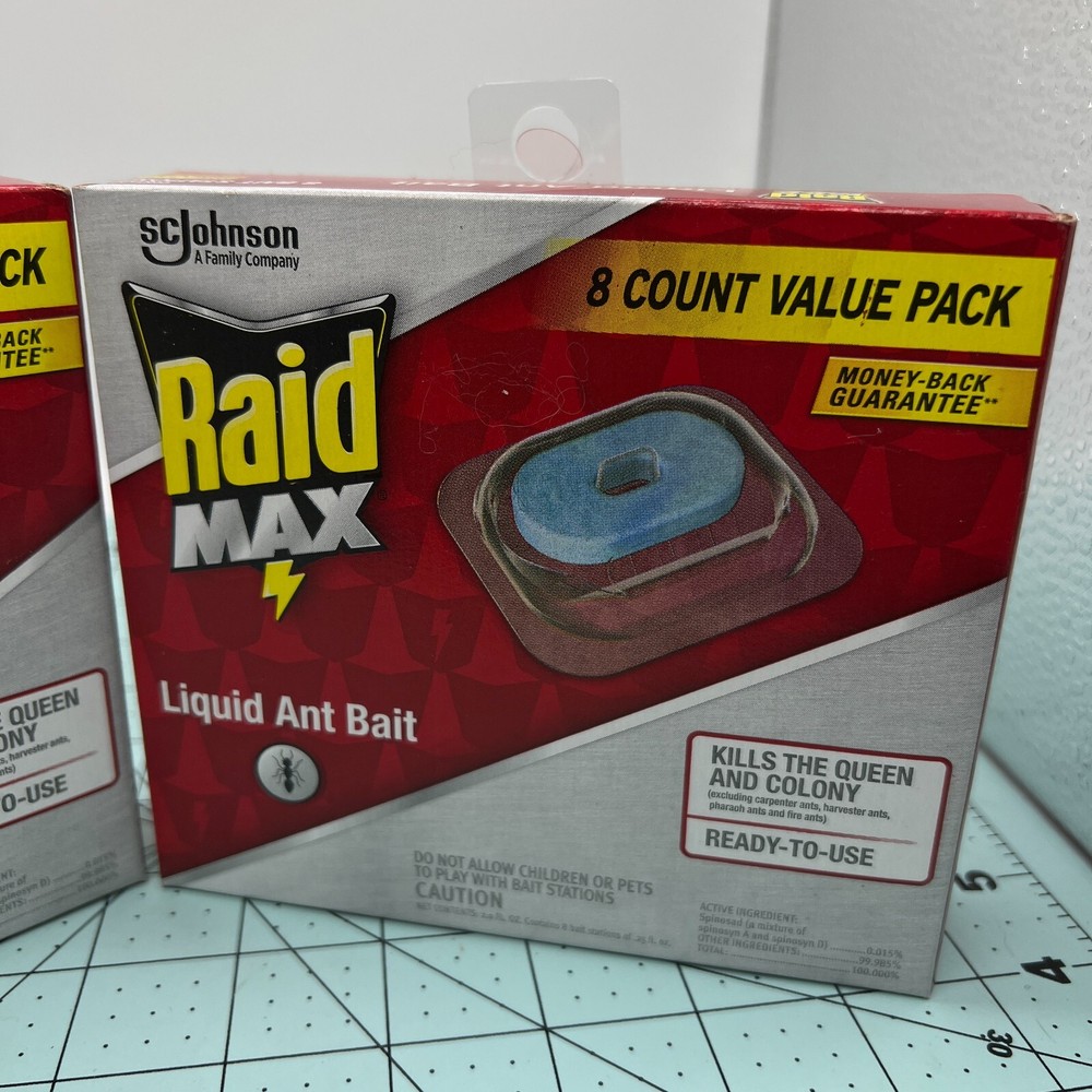Raid Max Liquid Ant Bait 8 Count Value Pack kils indoors Queen Colony x 2 boxes