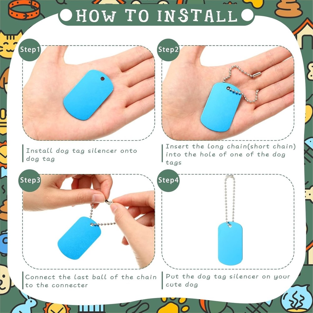 Versatile 200 Pcs Dog Tags & Chains - Personalized Crafting for Pets & DIY Needs