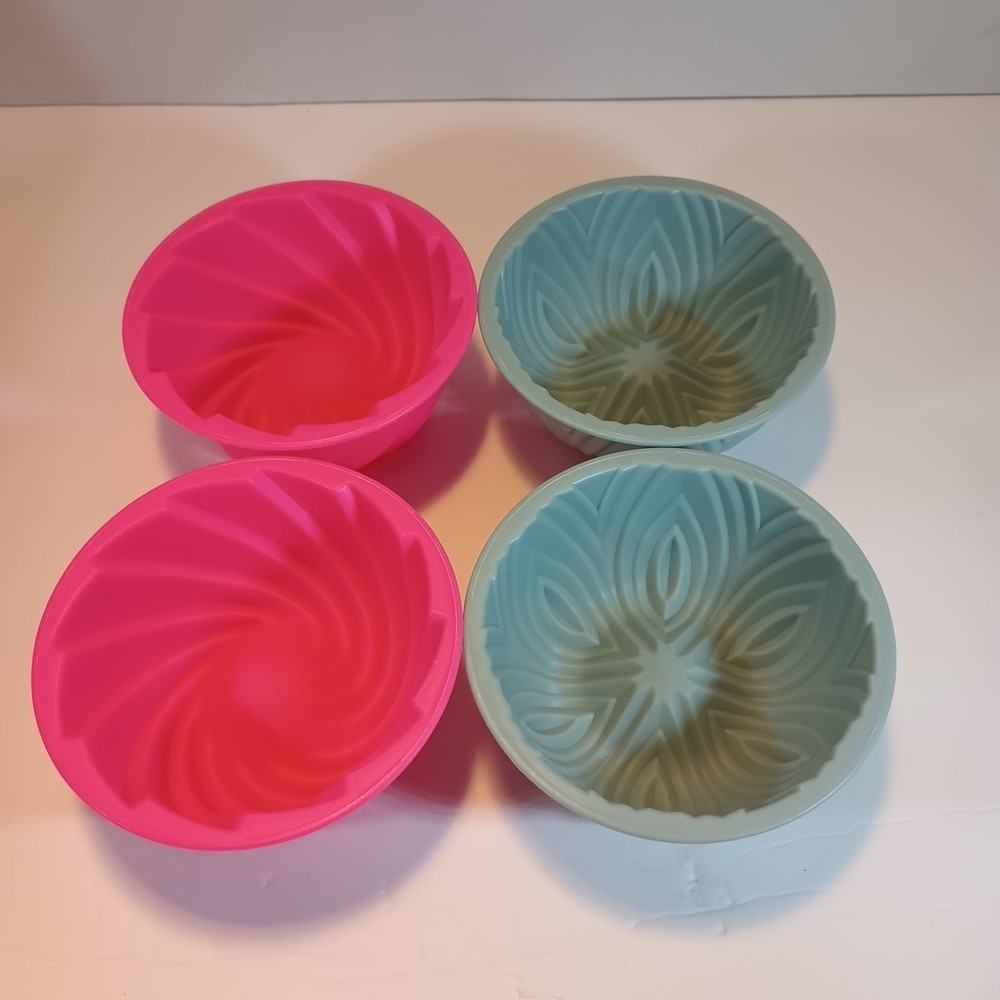 Crofton 4 Pack One Cup Microwave Bakeware Pink & Teal 4.4"