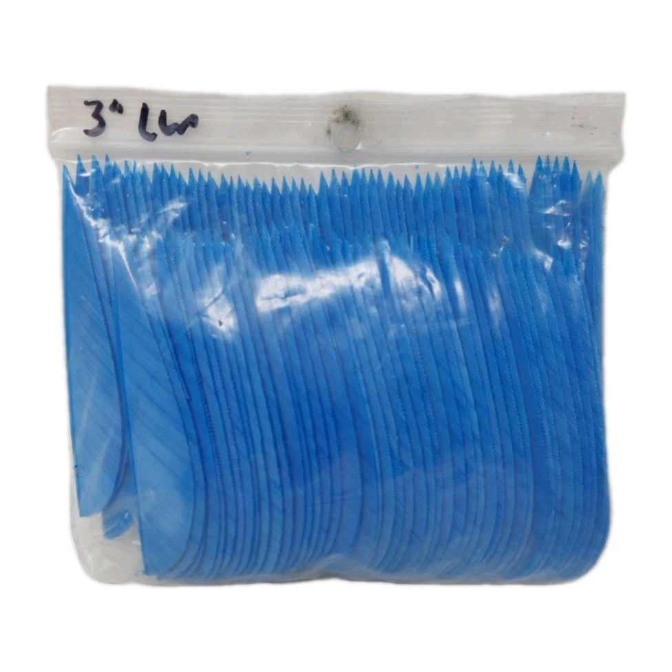 100 Pack Archery Arrow Feathers 3" Left Wing: Parabolic Blue