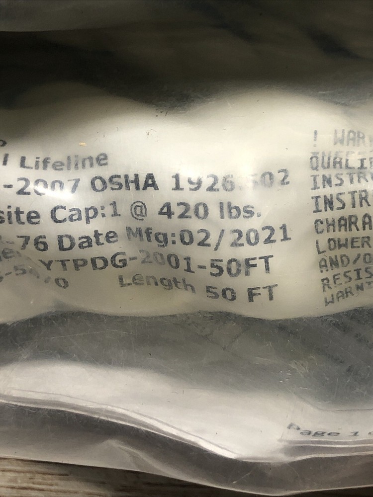 NEW 50Ft 5/8 Inch Westfall Pro Vertical Lifeline Rope