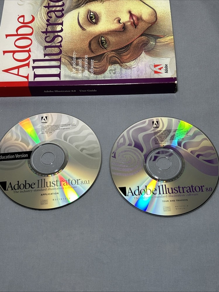 VTG Adobe Illustrator 8.0 Software CDs w/Serial & User Guide Book