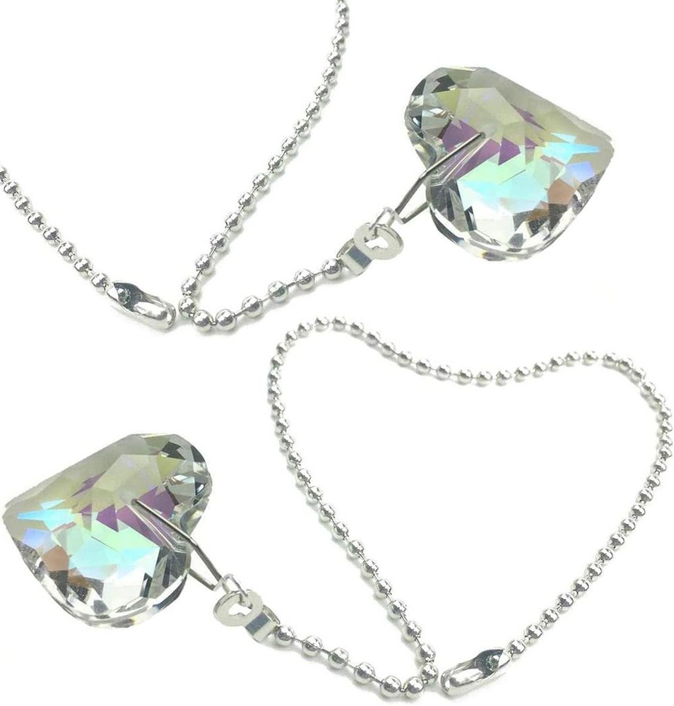 Ceiling Fan Pull Chain Extender - 2 Pack 12 Inches Decorative Crystal Heart P...