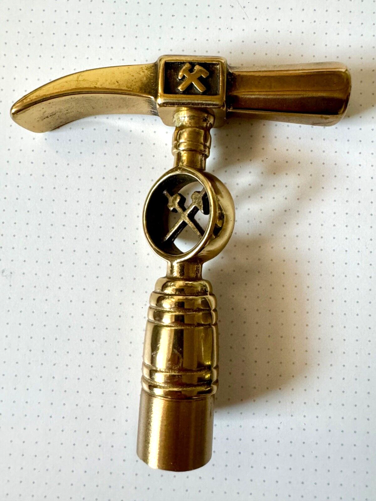 Vintage Firemans Solid Brass Claw Hammer Head Cane Handle- Engraved- Unique 50s