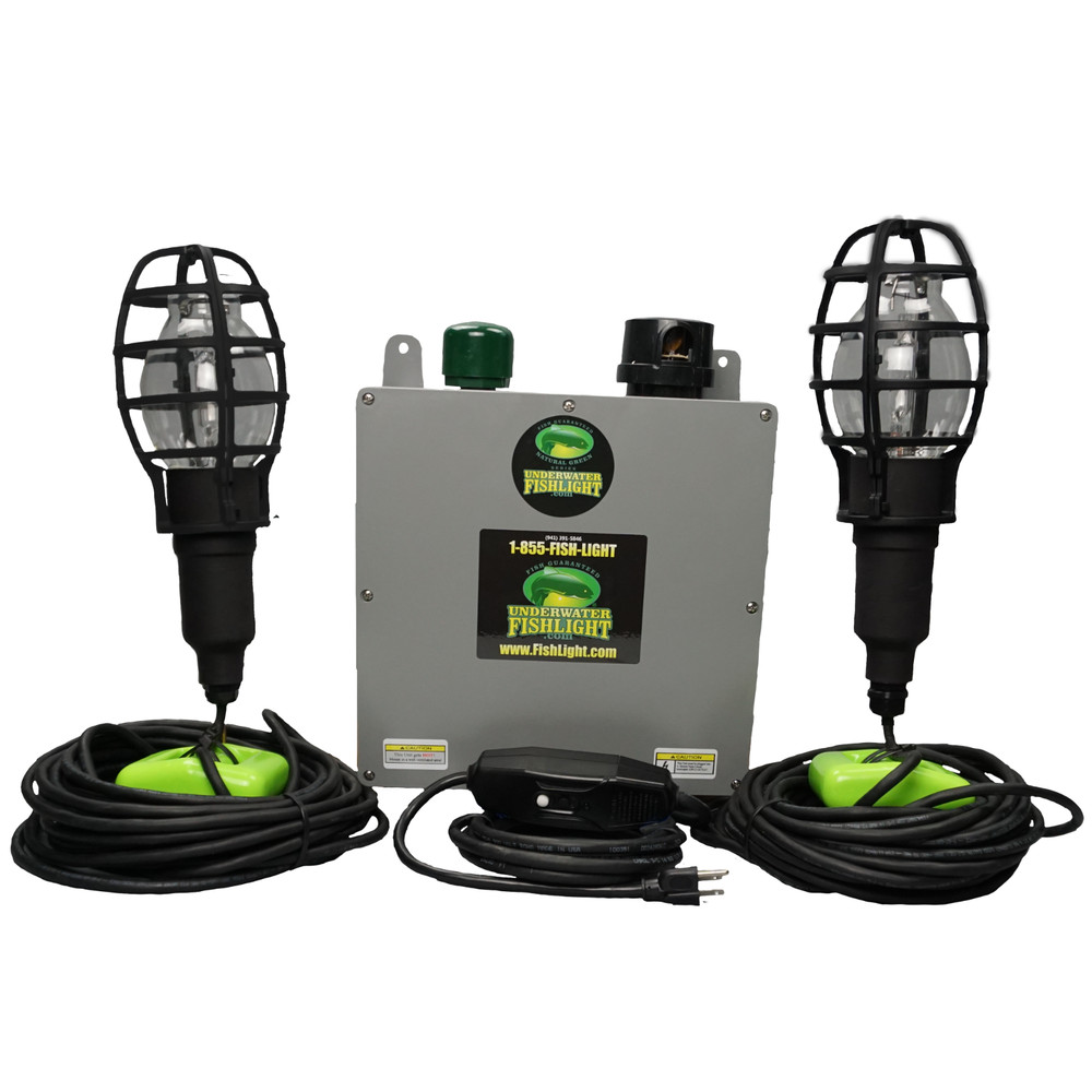Underwater Fish Light 175W Double Natural Green Dock Light System - SHIPS FREE